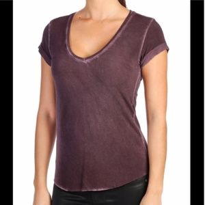 Paige Distressed Merlot V-Neck Tee